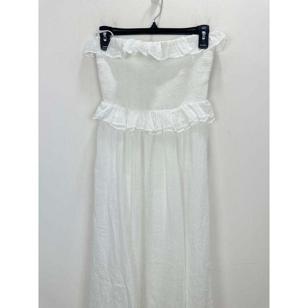 J.Crew Ravenna Dress Ramie Ruffle Lightweight Smocked Midi White XS NWT - Picture 8 of 12